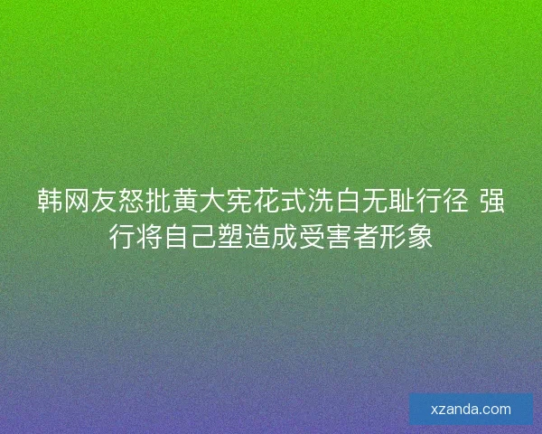 韩网友怒批黄大宪花式洗白无耻行径 强行将自己塑造成受害者形象