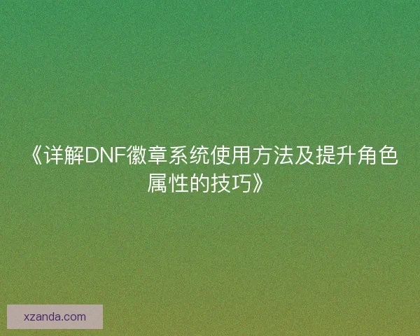 《详解DNF徽章系统使用方法及提升角色属性的技巧》